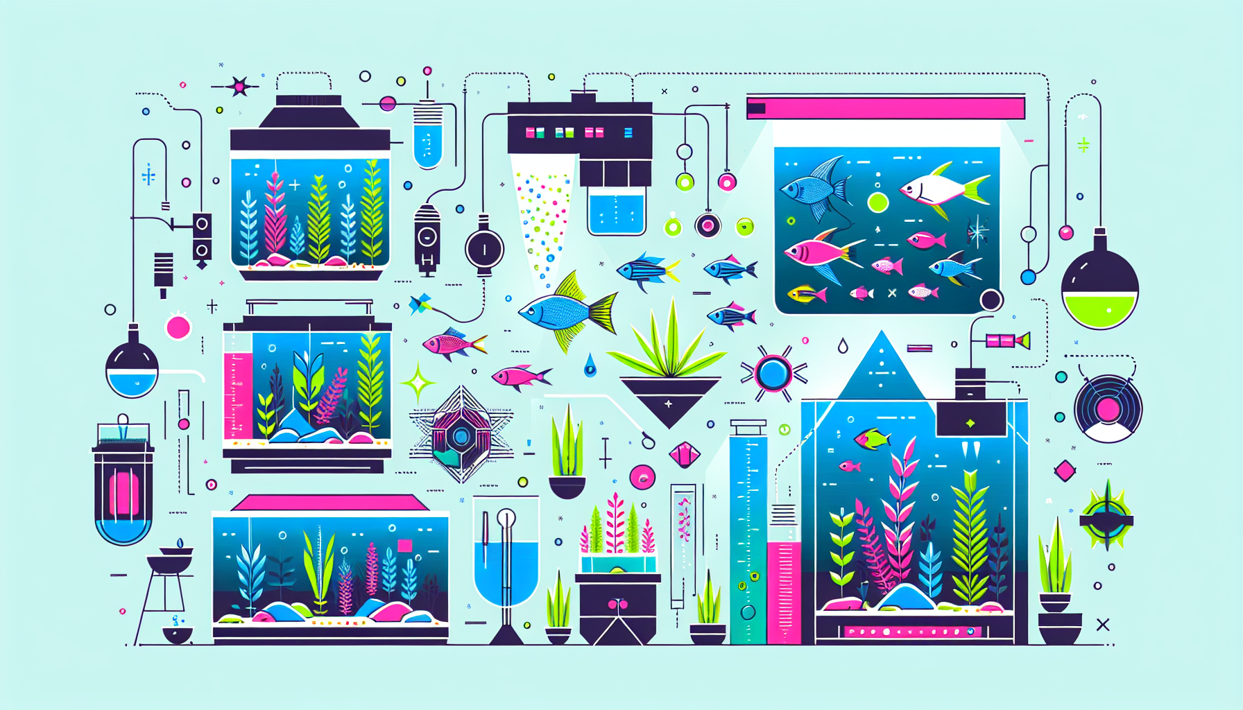 Modern flat design aquascaping illustration for undefined