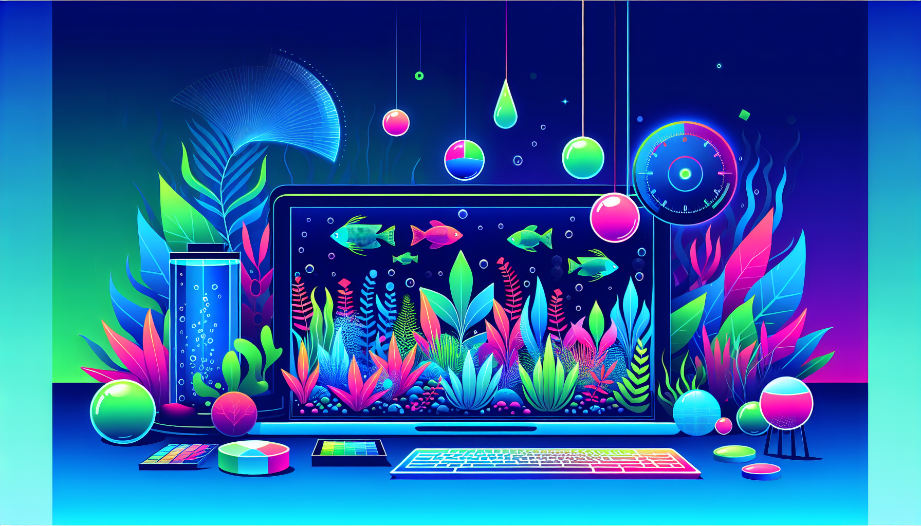 Modern flat design aquascaping illustration for undefined
