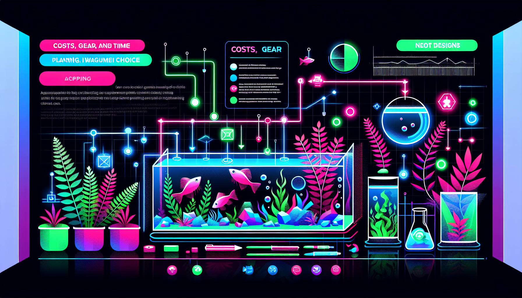 Modern flat design aquascaping illustration for undefined