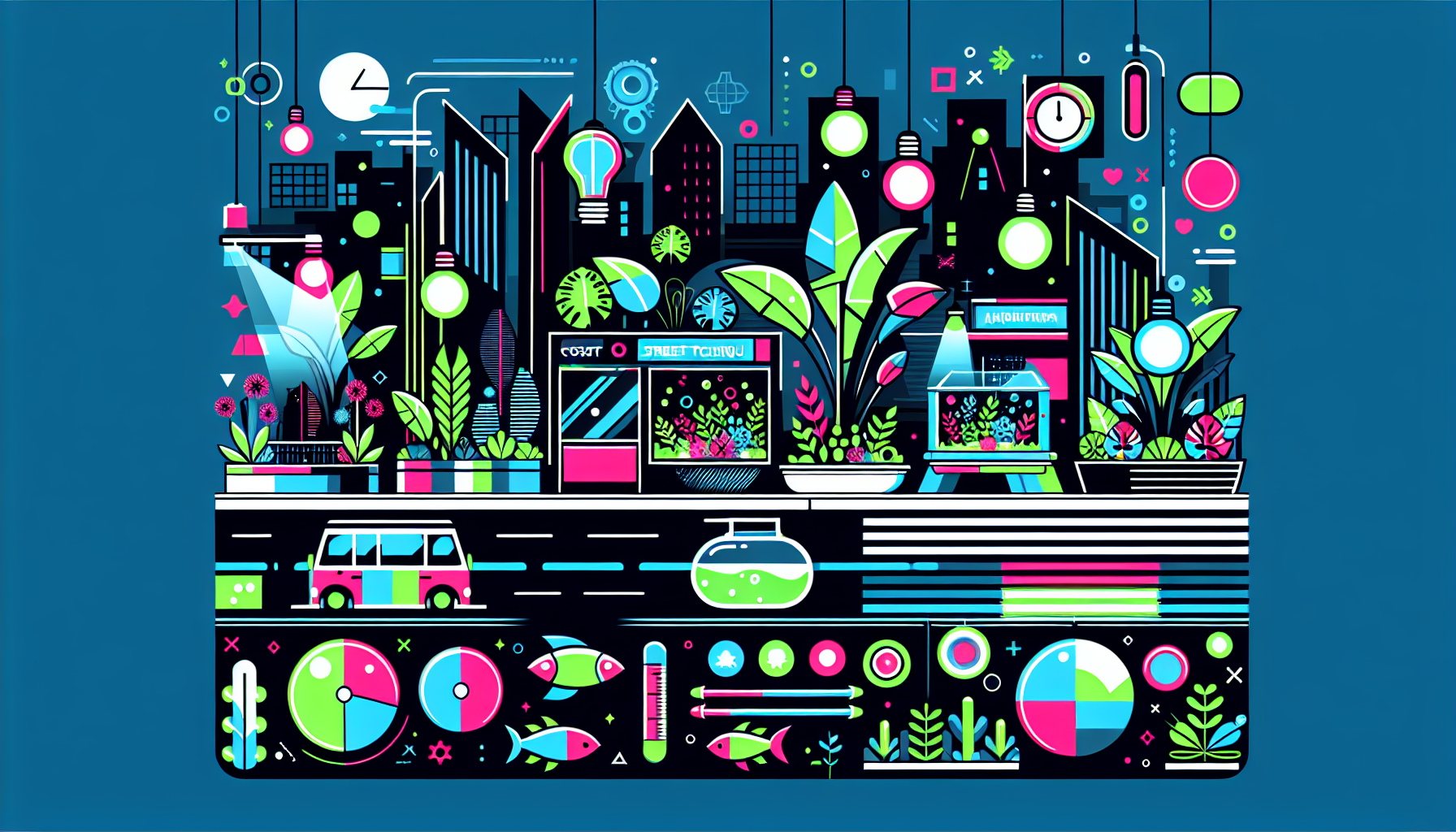 Modern flat design aquascaping illustration for undefined