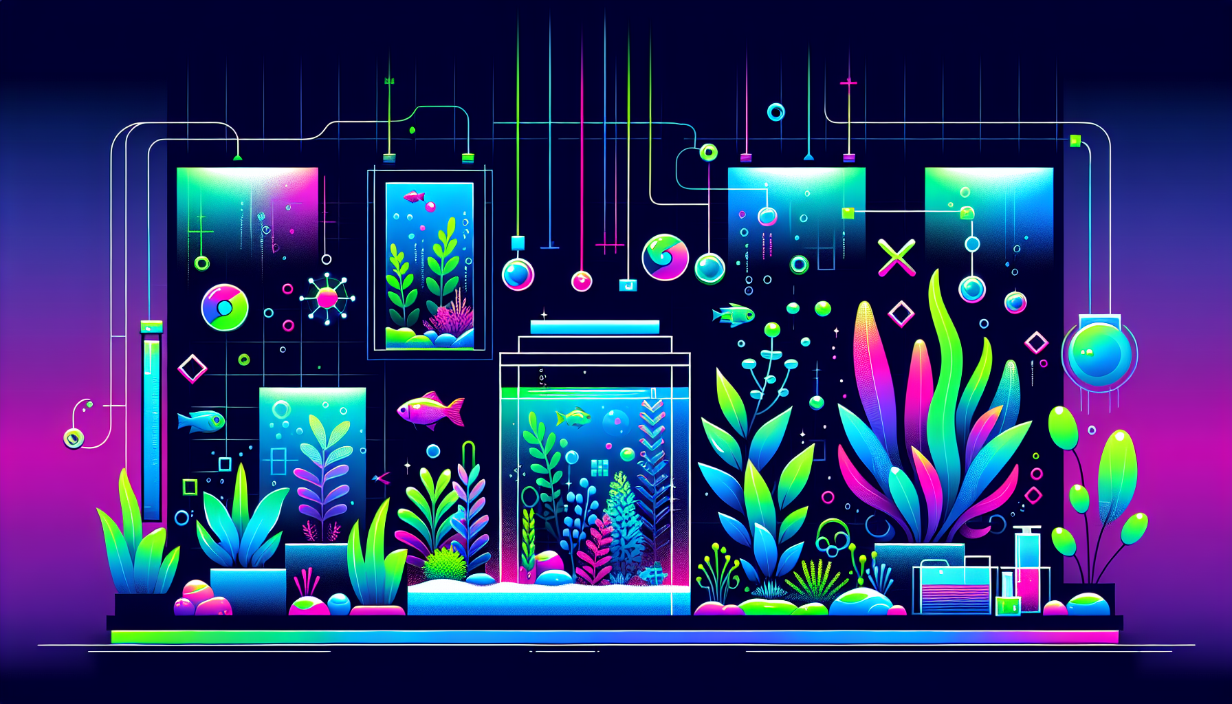 Modern flat design aquascaping illustration for undefined