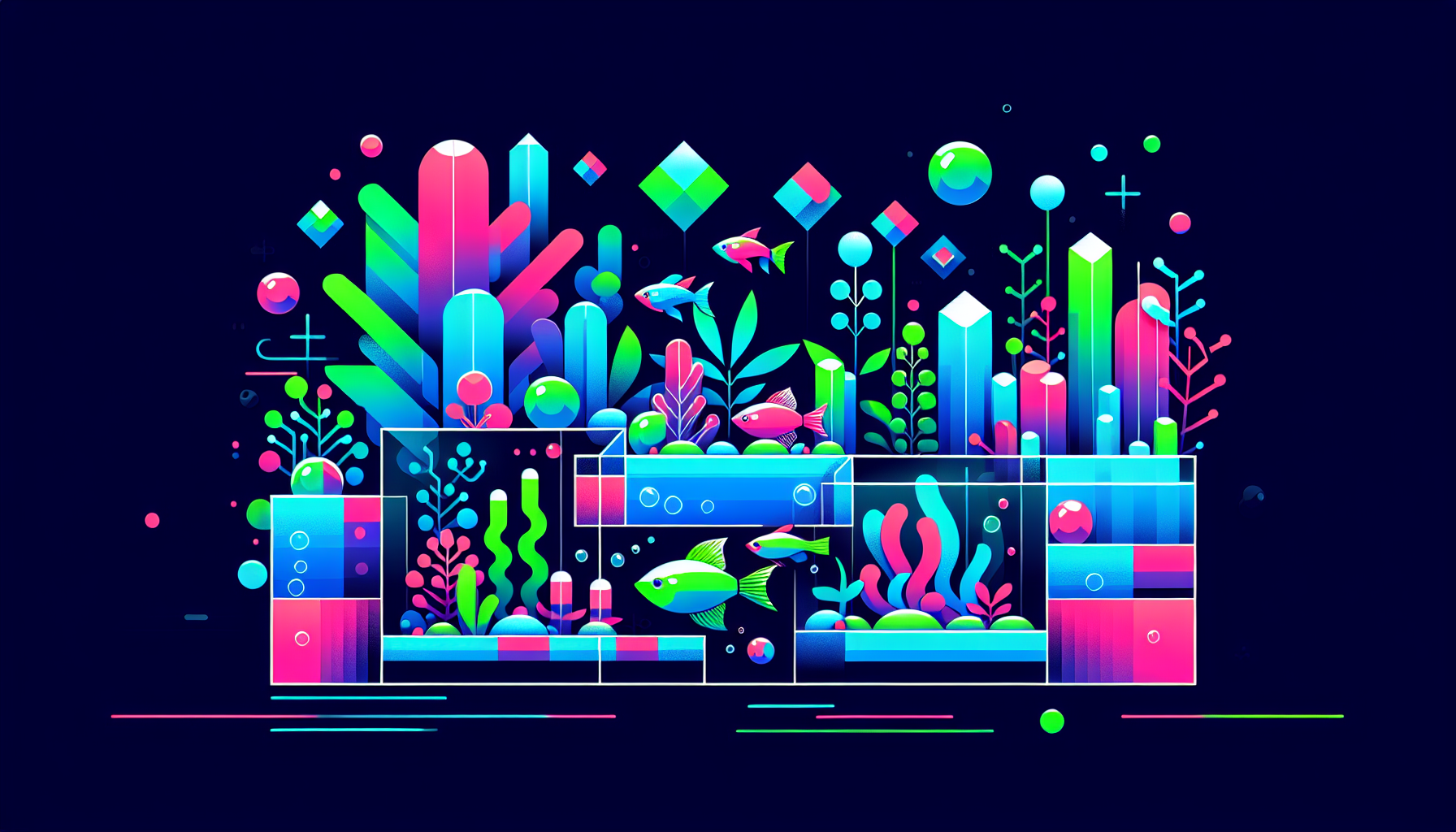 Modern flat design aquascaping illustration for undefined