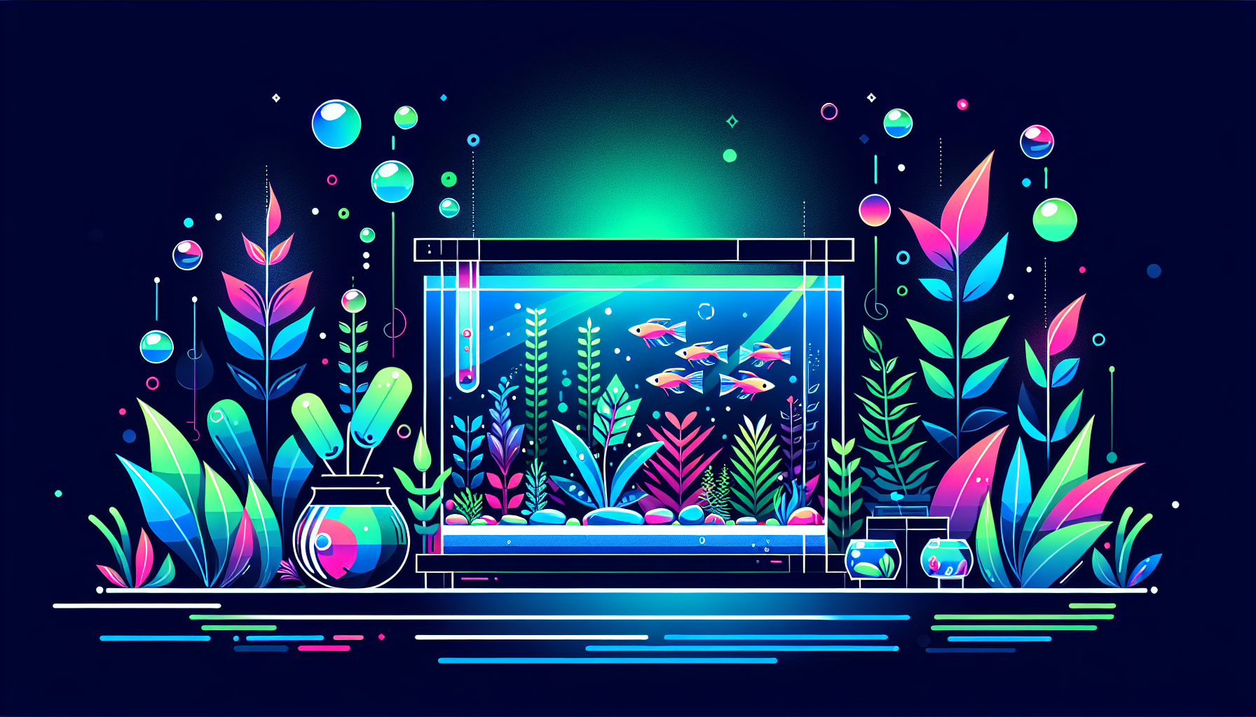 Modern flat design aquascaping illustration for undefined
