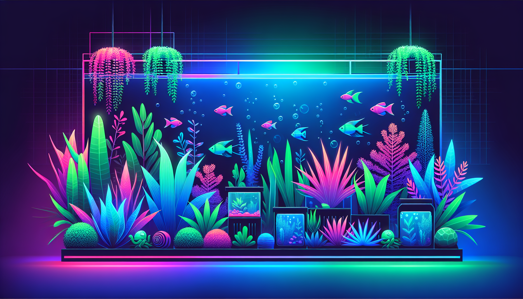 Modern flat design aquascaping illustration for undefined