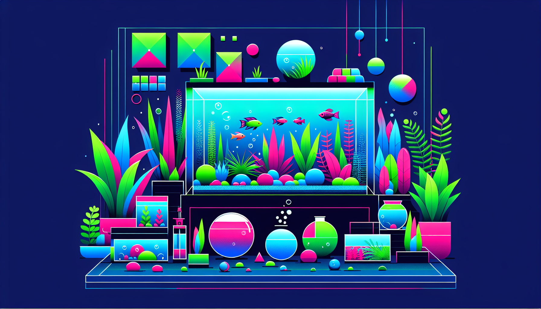 Modern flat design aquascaping illustration for undefined