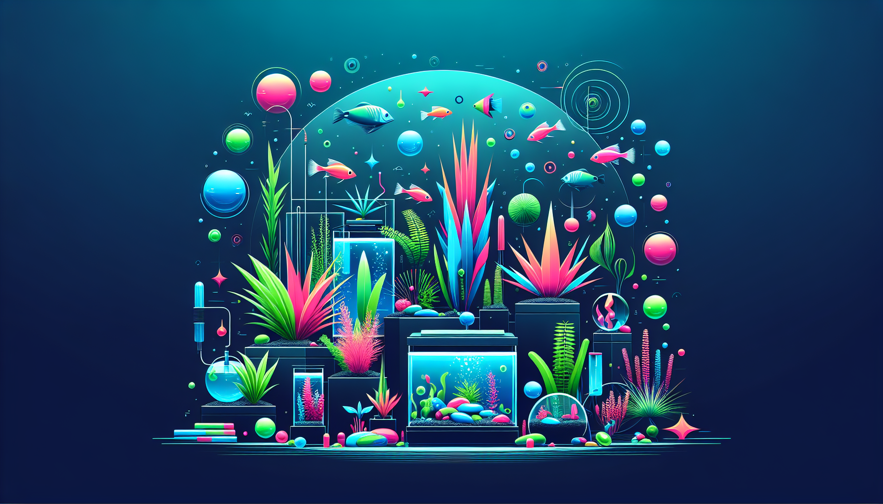 Modern flat design aquascaping illustration for undefined