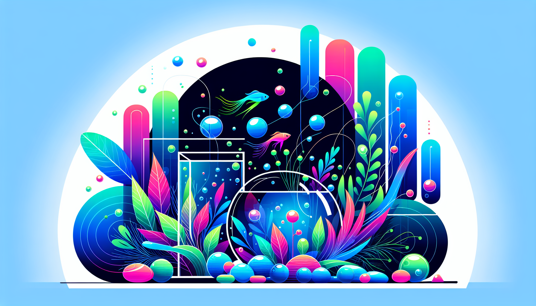 Modern flat design aquascaping illustration for undefined