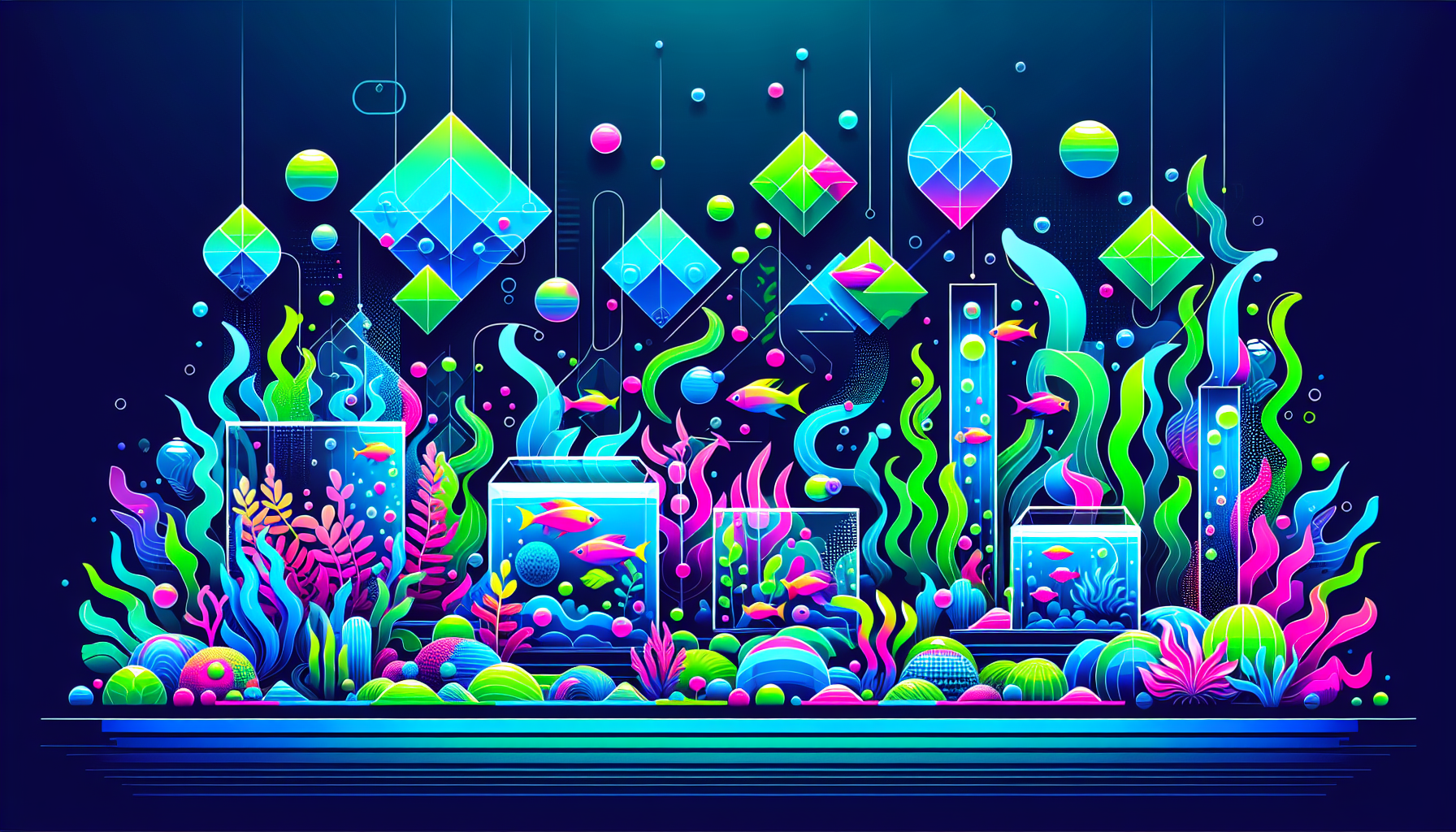 Modern flat design aquascaping illustration for undefined