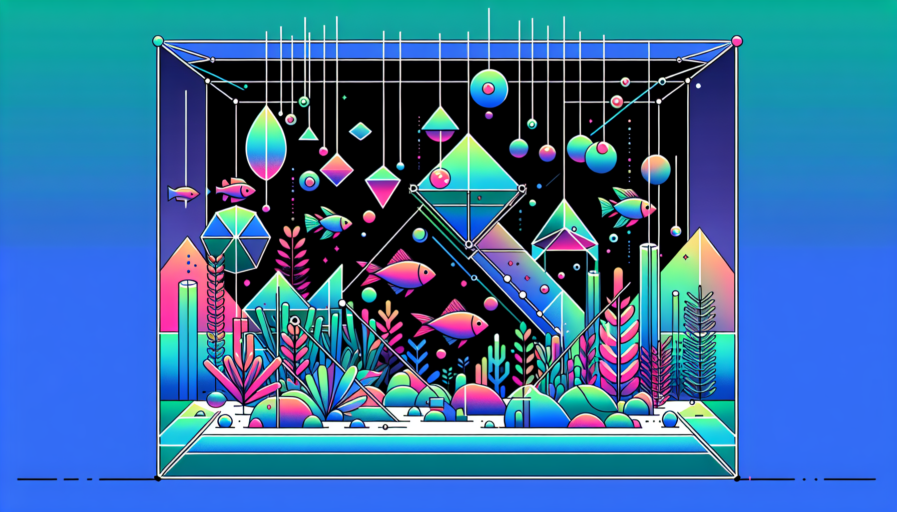 Modern flat design aquascaping illustration for undefined
