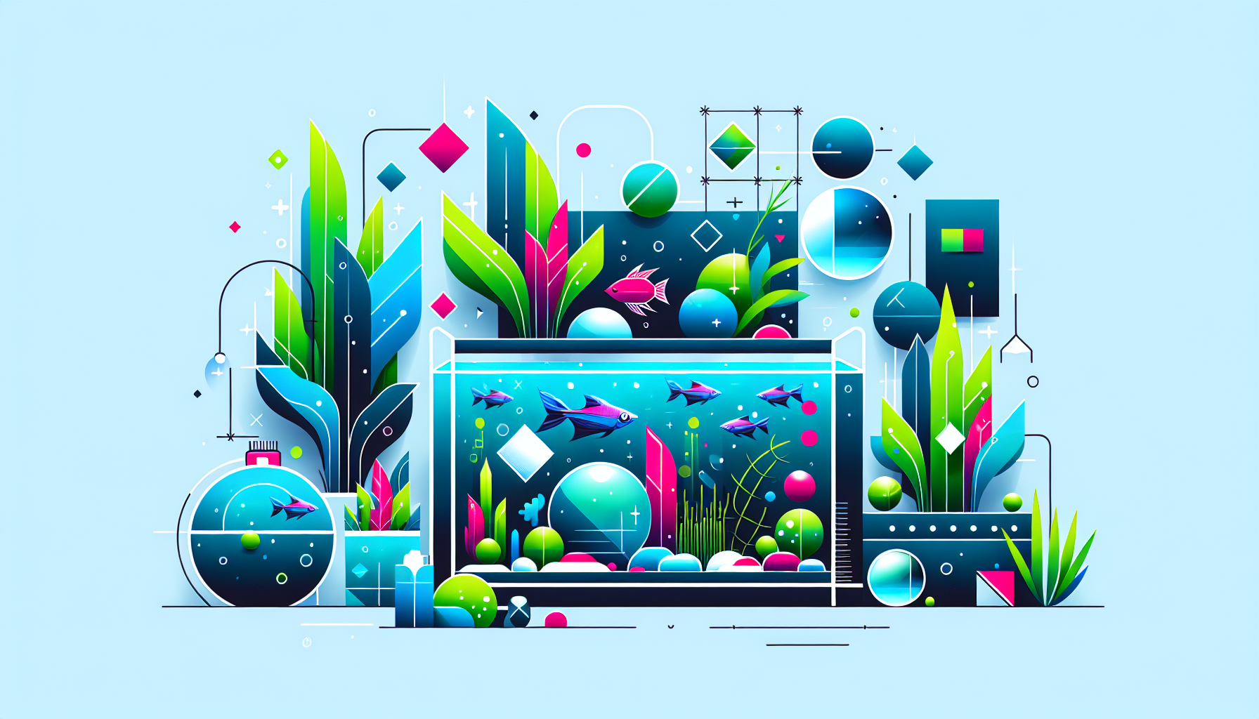 Modern flat design aquascaping illustration for undefined