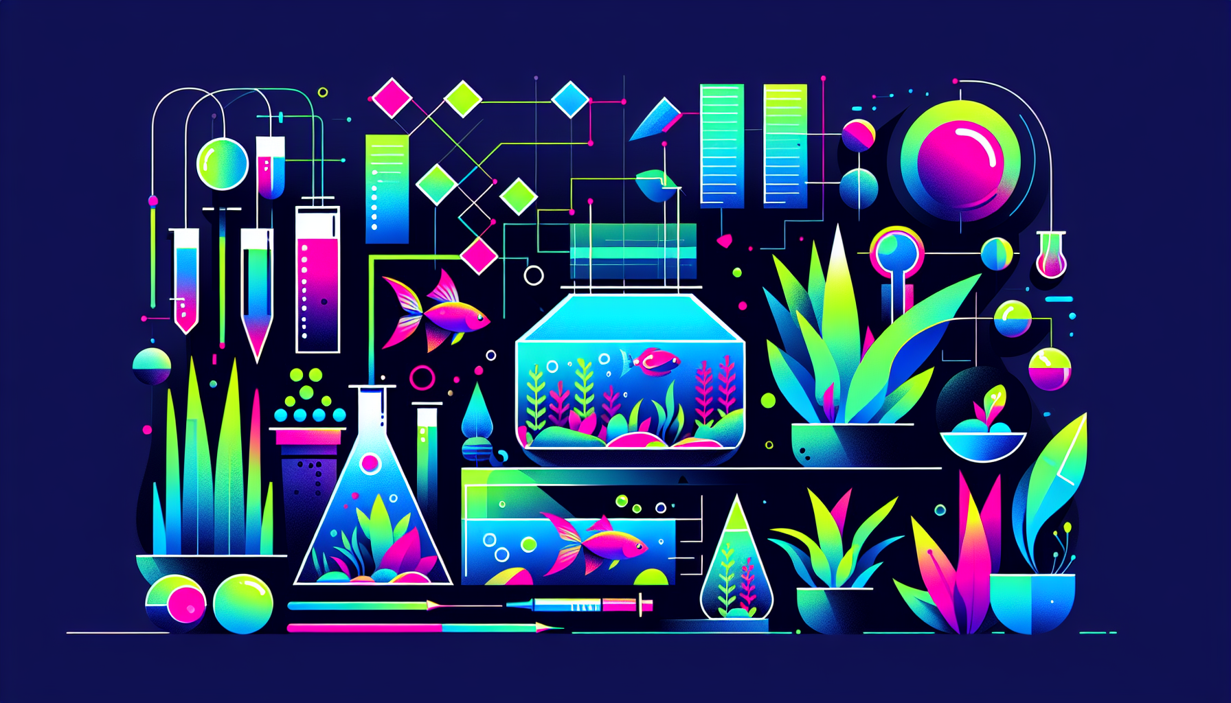 Modern flat design aquascaping illustration for undefined