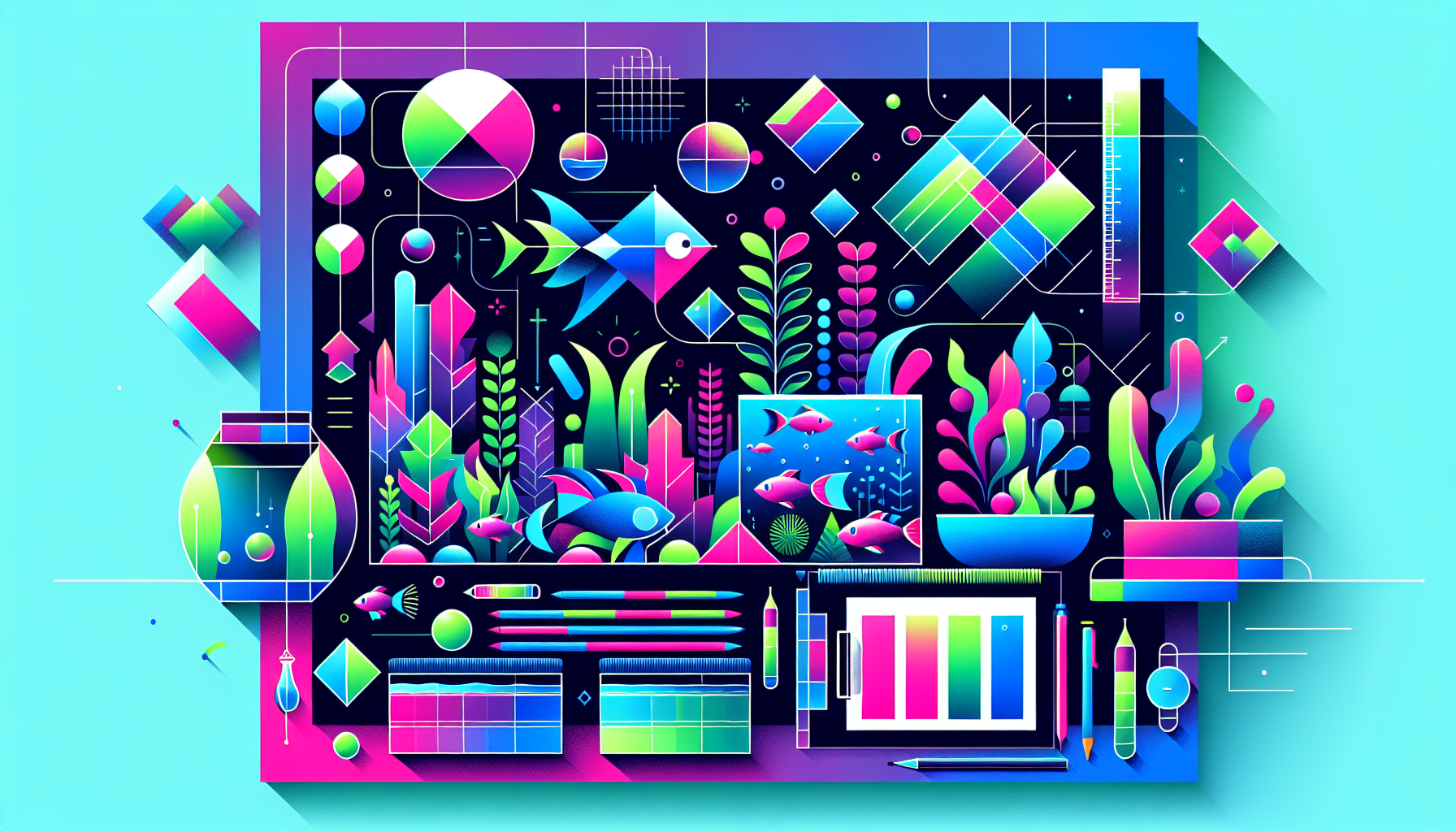 Modern flat design aquascaping illustration for undefined