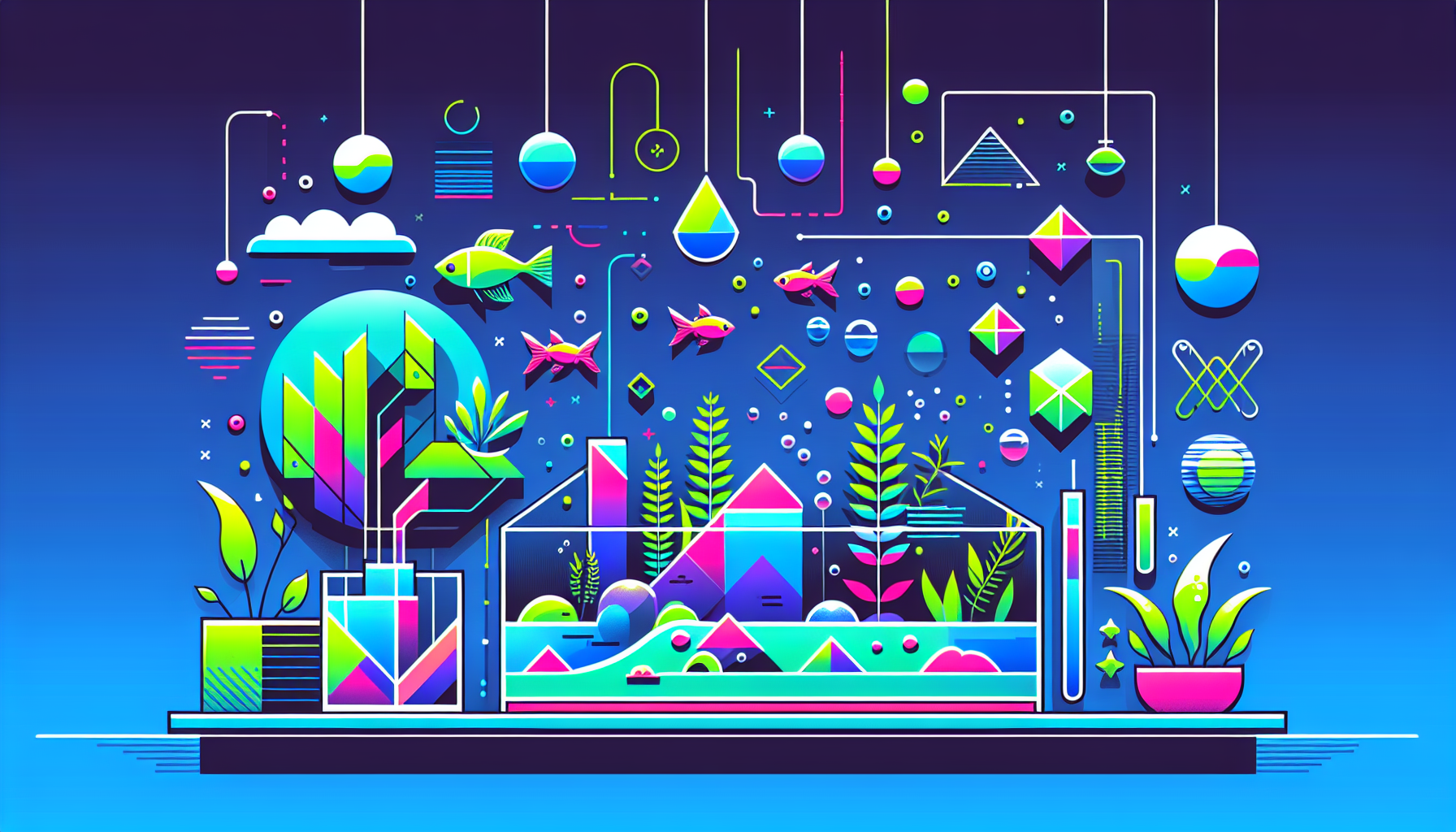 Modern flat design aquascaping illustration for undefined