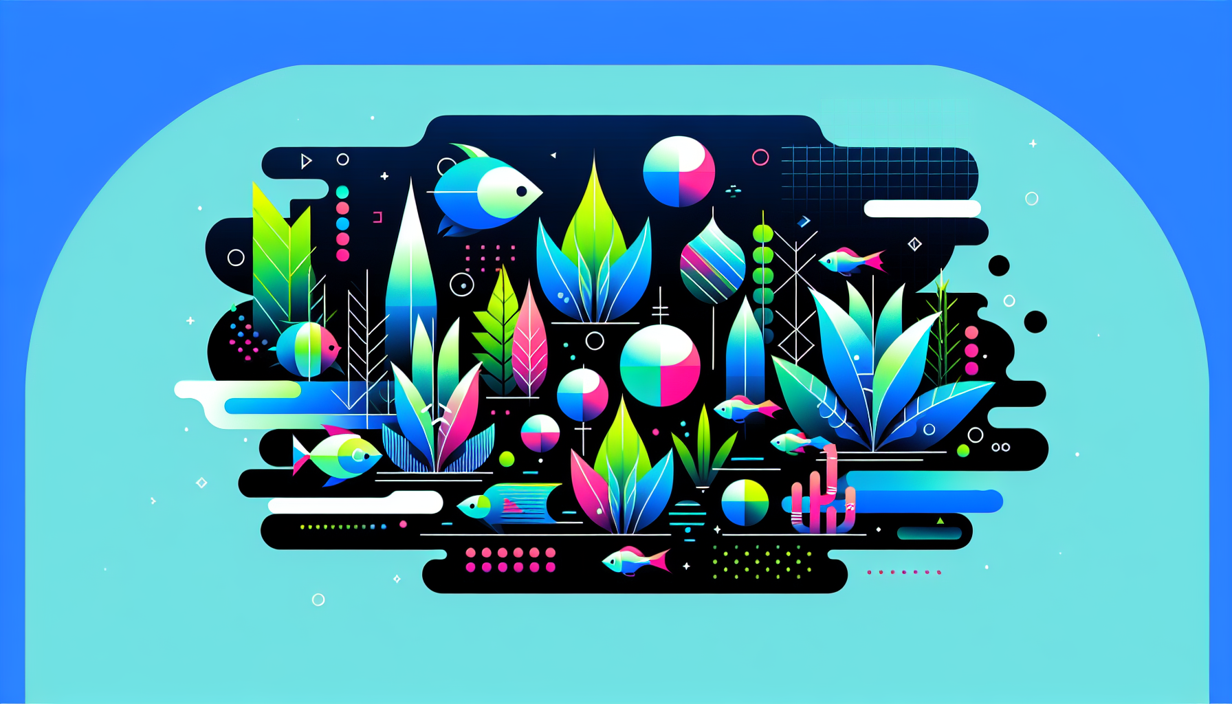 Modern flat design aquascaping illustration for undefined