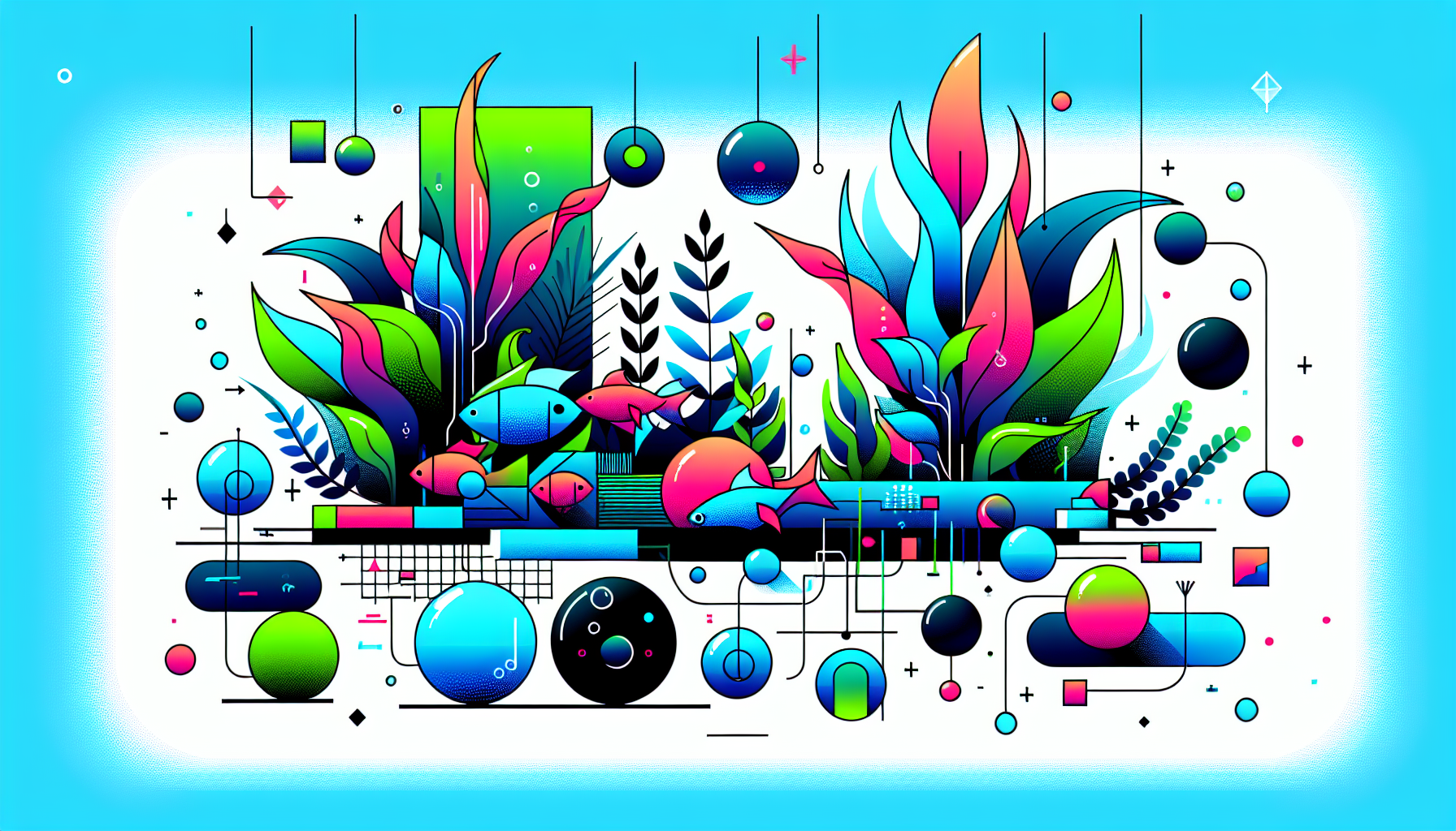 Modern flat design aquascaping illustration for undefined